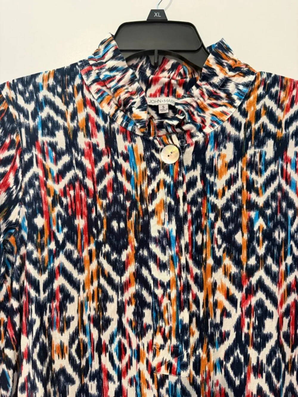 John Mark Multicolor Ikat Print Blouse Small